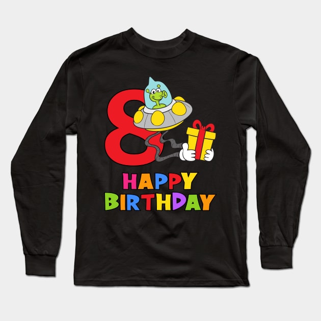 8th Birthday Party 8 Year Old Eight Years Long Sleeve T-Shirt by KidsBirthdayPartyShirts